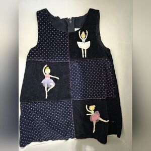 Corduroy ballerina jumper Size 2T Ballerina DancersBlack Artsy Polka Dots
